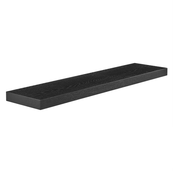 EuroStyle Barney Wall Mounted Floating Shelf American Wood Veneer Bracket Free Display Ledge Matte Black 09748MTBLK