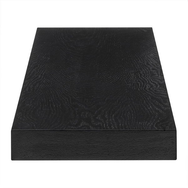 EuroStyle Barney Wall Mounted Floating Shelf American Wood Veneer Bracket Free Display Ledge Matte Black 09748MTBLK
