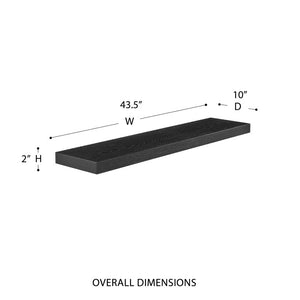 EuroStyle Barney Wall Mounted Floating Shelf American Wood Veneer Bracket Free Display Ledge Matte Black 09748MTBLK