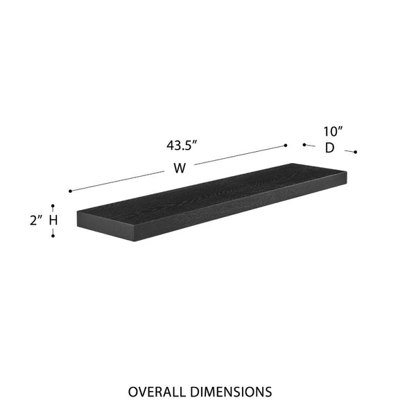 EuroStyle Barney Wall Mounted Floating Shelf American Wood Veneer Bracket Free Display Ledge Matte Black 09748MTBLK