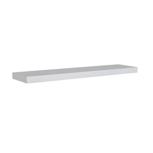 EuroStyle Barney Wall Mounted Floating Shelf American Wood Veneer Bracket Free Display Ledge White 09748WHT
