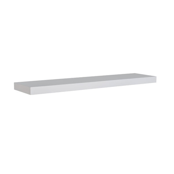 EuroStyle Barney Wall Mounted Floating Shelf American Wood Veneer Bracket Free Display Ledge White 09748WHT