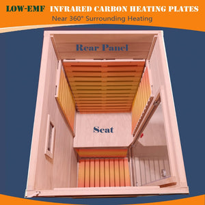English Elm Far Infrared Sauna with Okoume Wood Six Carbon Panels Chromotherapy and Bluetooth Audio W3973S00010