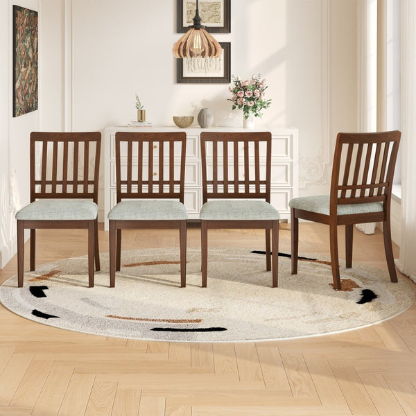 English Elm 2-piece Scandinavian Rubberwood Dining Chair Set with Curved Backrest and Padded Fabric Seat Brown N752P405934D