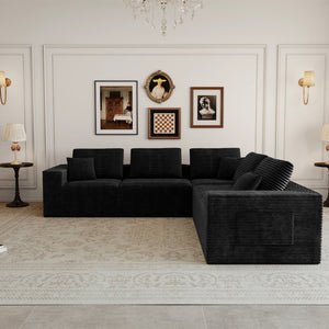 English Elm 106.30*106.30"modular Five Piece Corduroy Sectional Sofa Plush Reversible Chaise Living Room W3819S00140