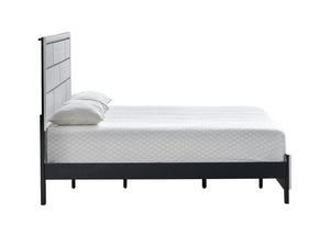 English Elm Glasgow Queen Bed In White With Wood-Grain Finish & Black Accents - Modern Design & Durable Support B078S00637