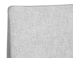 Sunpan Renee Stackable Dining Chair Set of 2 - Modern Minimalist Design with Antique Brass Legs for Urban Spaces Belfast Heather Grey / Bravo Metal