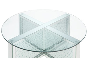 English Elm Nysa Glam Mirrored Coffee Table with Faux Crystal X Base and Tempered Glass Top B2726P453252