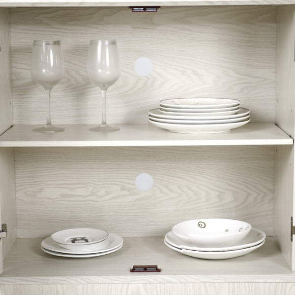 English Elm 45" Mirrored Acrylic Door Sideboard Mdf Buffet Cabinet with Adjustable Shelves White Oak W2899P372749