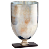 Odetta Vase  Nickel  and Verdi Platinum Glass 09769 Cyan Design