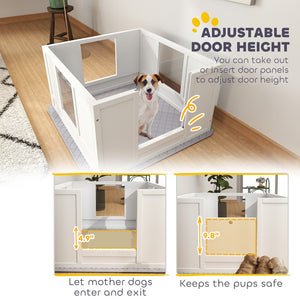 English Elm Pawhut Whelping Box For Small Dogs – Waterproof Pad, Adjustable Entrance & Clear Panels For Comfort W2225P249979-GIGA