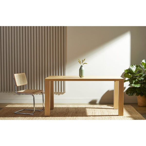 EuroStyle Abby 63 Inch Gloss Lacquer Rectangular Dining Table Seats 6 for Modern Spaces Oak 09778-OAK-KIT