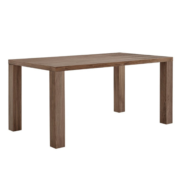 EuroStyle Abby 63 Inch Gloss Lacquer Rectangular Dining Table Seats 6 for Modern Spaces Walnut 09778-WAL-KIT