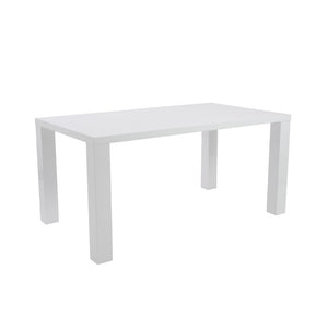 EuroStyle Abby 63 Inch Gloss Lacquer Rectangular Dining Table Seats 6 for Modern Spaces White 09778WHT-KIT