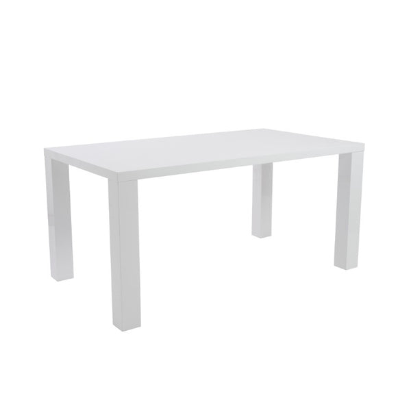 EuroStyle Abby 63 Inch Gloss Lacquer Rectangular Dining Table Seats 6 for Modern Spaces White 09778WHT-KIT