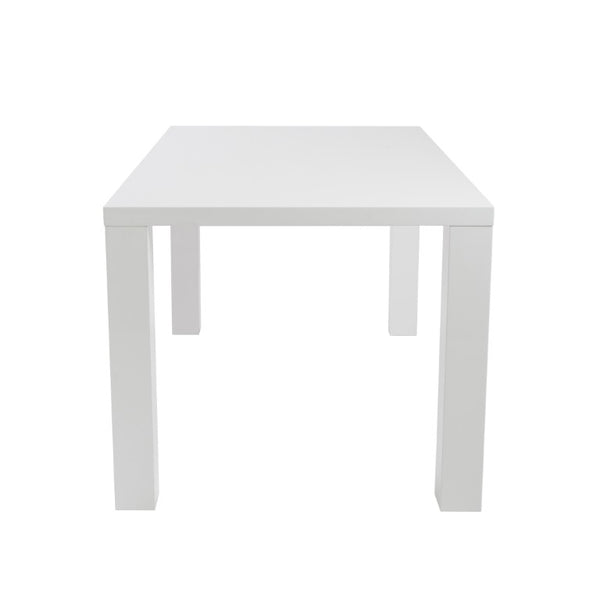 EuroStyle Abby 63 Inch Gloss Lacquer Rectangular Dining Table Seats 6 for Modern Spaces White 09778WHT-KIT
