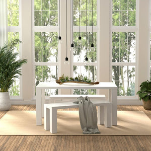 EuroStyle Abby 63 Inch Gloss Lacquer Rectangular Dining Table Seats 6 for Modern Spaces White 09778WHT-KIT