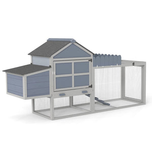 English Elm 80" Pine Backyard Chicken Coop Two Tier Hen House with Planter Nesting Box and Run W2181P356238