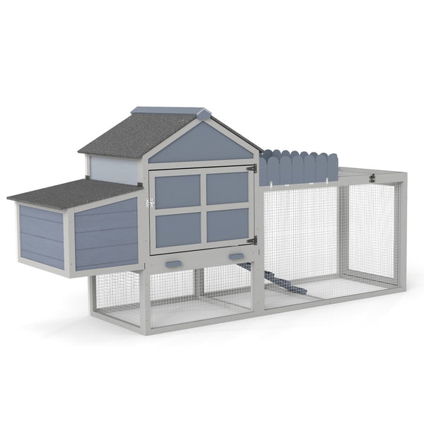 English Elm 80" Pine Backyard Chicken Coop Two Tier Hen House with Planter Nesting Box and Run W2181P356238