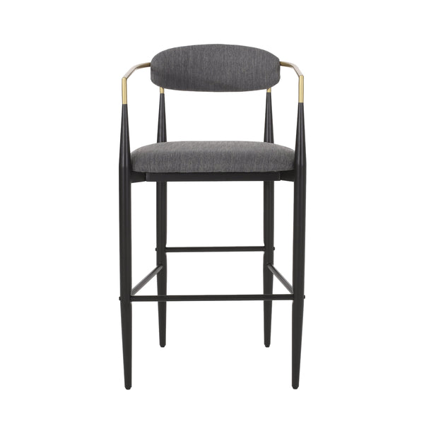 English Elm Christopher Knight Home® - Barstools Set Of 2 - Stylish Gray Upholstered Bar Stools With Backrest & Iron Legs For Versatile Spaces N779P248198G