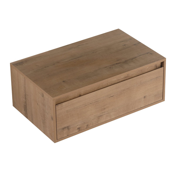 English Elm 30" Imitative Oak Wall-Mount Vanity Cabinet with Soft-Close Drawers, Scratch & Water-Resistant Finish W999P205627
