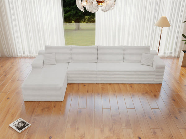 English Elm 131.9*68.9"Modular Sectional Sofa - Versatile Plush Corduroy Couch For Effortless Comfort & Style W3819S00028