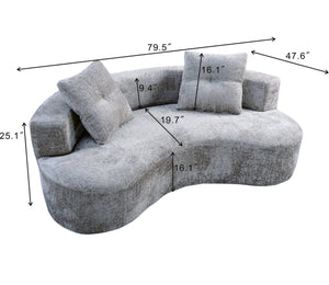 English Elm 79.5" Boucle Floor Sofa Seats Three with Cloud Soft Foam Core and Two Accent Pillows Camel W5515P443758