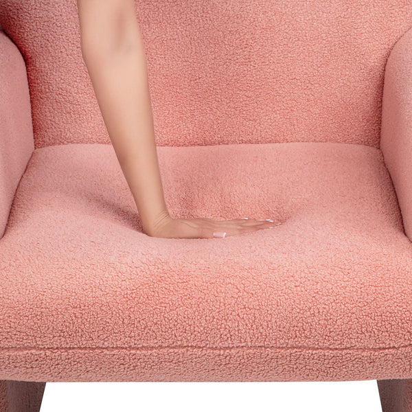 English Elm Stylish Teddy Fleece Single Sofa Chair with Arms and Pillow, Cozy Accent Armchair for Living Room Pink 30 L x 24.75 W x 24 H W1716P196472