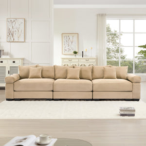 English Elm 130" Oversized Cloud Modular Sectional Couch - Luxurious Corduroy, Ergonomic Design, Easy Setup! W714S01302