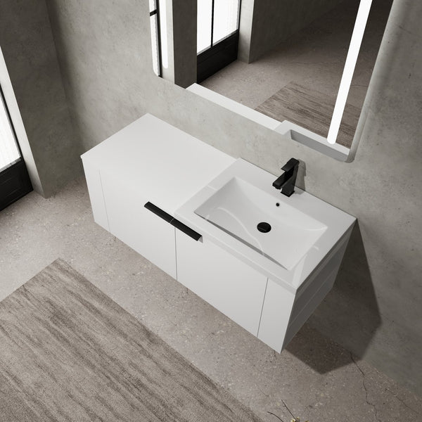 English Elm 48 Modern Bathroom Vanity Sink Combo with Soft-Close Doors, Engineered Wood, Spacious Storage, Easy Assembly Ameican White Oak W1972S00012