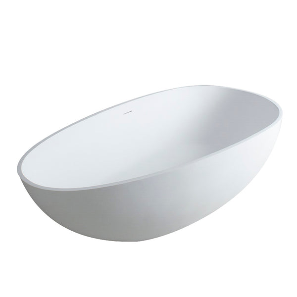 English Elm 67'' Oval Acrylic Freestanding Soaking Tub Glossy White with Chrome Toe-tap Drain W1920P353170