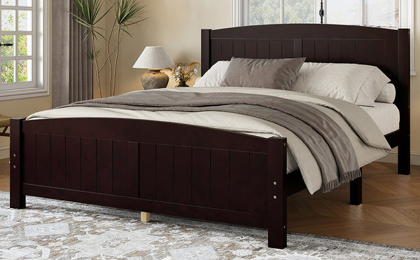 English Elm Queen Solid Wood Platform Bed Frame with Strong Support Slats, No Box Spring Needed, Modern White Finish Espresso W1580P374313