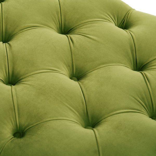 English Elm Modern Tufted Velvet Bench with Gourd Legs and Pillows for Bedroom Entryway Green N761P335807F