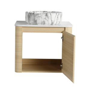 English Elm 24'' Wall-Mounted Bathroom Vanity With Ceramic Vessel Sink & Soft-Close Door For Small Spaces W999S00460