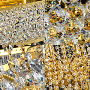 English Elm Grand Grand Gold Crystal Chandelier 48" 3-Tier Empire, 42 E12 Warm LEDs, 680 K9 Crystals, 79" Chain W2869S00005