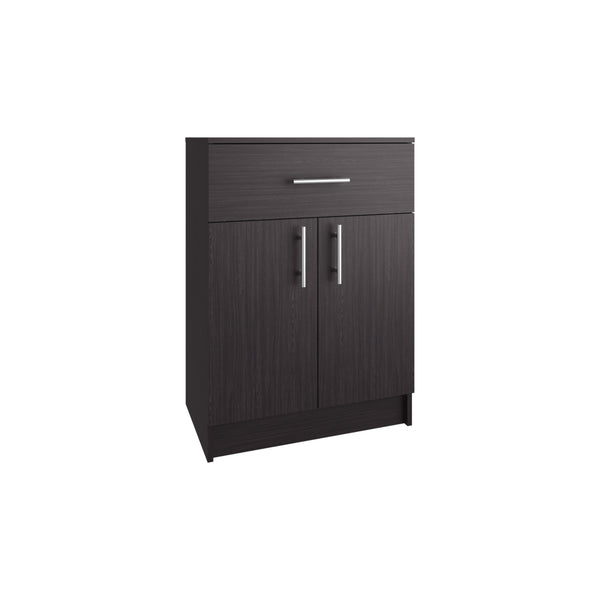 English Elm Pantry Black Wengue Organizer Cabinet 33" H with Drawer, 2 Shelves & Doors — Compact Eco-Friendly Storage B097P296809