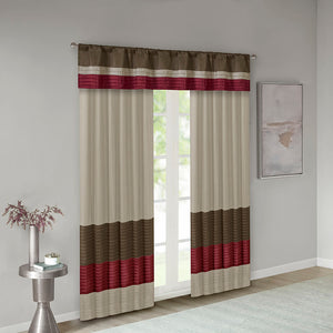 JLA Home Madison Park - Polyoni Pintuck Window Valance with Lined Striped Texture, Tailored Fullness & Easy Rod Pocket Red MP41-2230