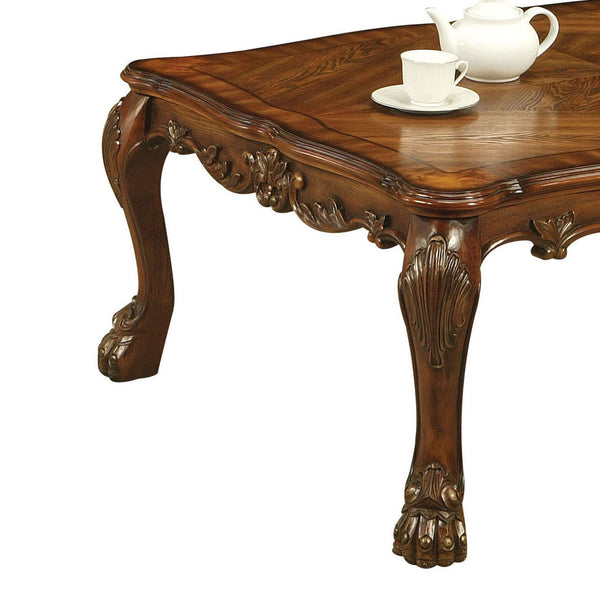 English Elm Cherry Oak Coffee Table - Vintage Elegance With Claw Legs, Scalloped Design & Durable Finish B062P209069