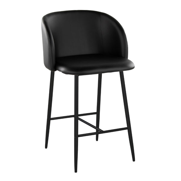 English Elm Fixed-height Counter Stools Industrial Black Metal Pu Upholstered Seat Kitchen Set B202S01826