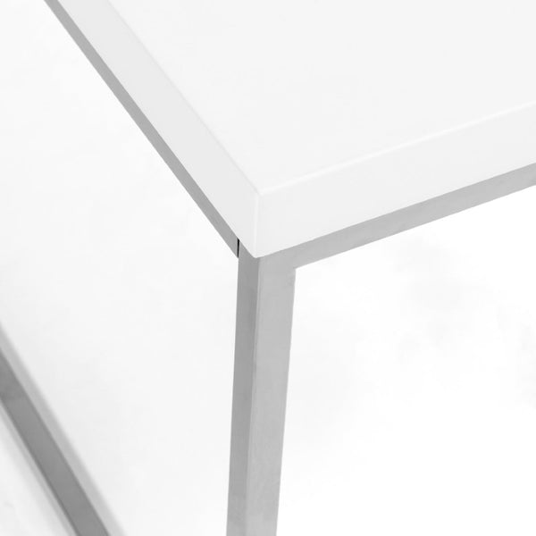 EuroStyle Teresa Rectangular Lacquered Top Coffee Table with Sleek Stainless Steel Base White/Polished Stainless Steel 09801WHT