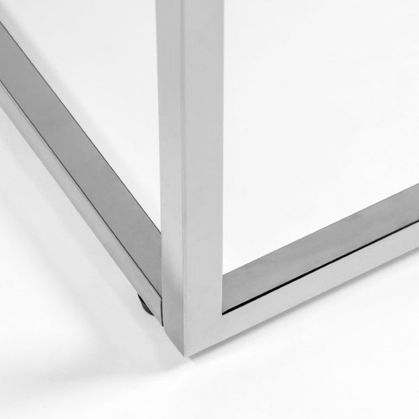 EuroStyle Teresa Rectangular Lacquered Top Coffee Table with Sleek Stainless Steel Base White/Polished Stainless Steel 09801WHT