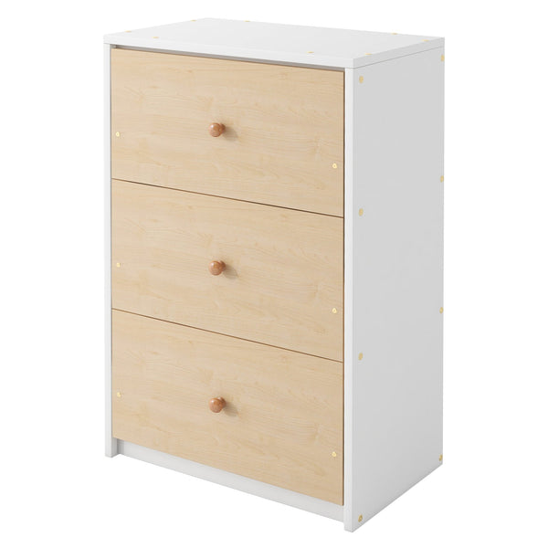 English Elm Twin Loft Bunk Bed with Built-In Drawers and Ladder, Space-Saving Twin over Twin Pine MDF Design Natural GX000424AAN