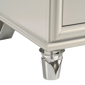 English Elm Gwendolyn Pearl White 5-Drawer Chest of Drawers — Retro Art Deco Diamond Trim, Acrylic Legs & Chrome Accents B062P375503