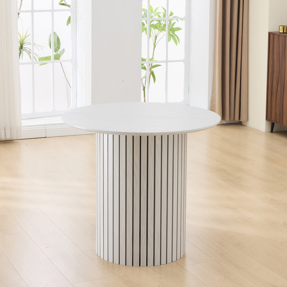 English Elm Modern Bamboo & Plywood Dining Table with Slim Trestle Base, Easy Assembly, Stain‑Resistant Top for Compact Homes N842P284570W