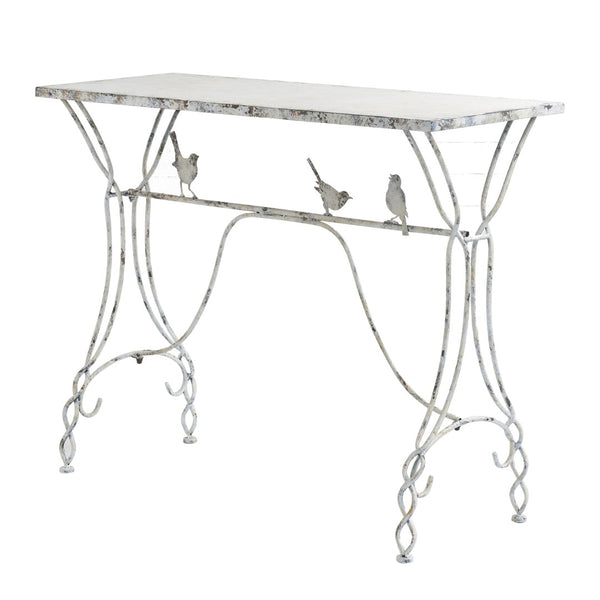 English Elm 43x16.5x34" Iron Console Table Twisted Legs Bird Sculptures Shabby Chic Entryway W2078P453111