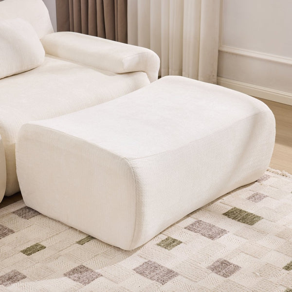 English Elm Modular Chenille Deep Seat Sectional Sofa with Bamboo Frame for Living Room Lounge White W1829S00068