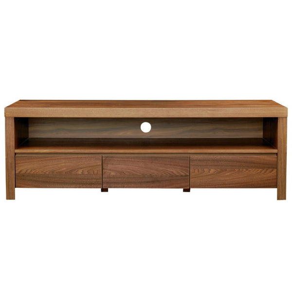 EuroStyle Bryant Walnut Veneer Media Stand with Three Drawers and Open Shelf for Living Rooms Walnut - KIT 09839WAL-KIT