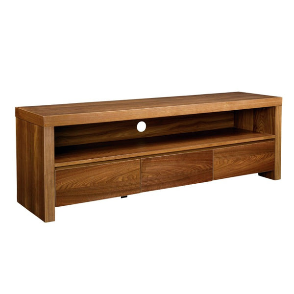 EuroStyle Bryant Walnut Veneer Media Stand with Three Drawers and Open Shelf for Living Rooms Walnut - KIT 09839WAL-KIT