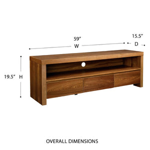 EuroStyle Bryant Walnut Veneer Media Stand with Three Drawers and Open Shelf for Living Rooms Walnut - KIT 09839WAL-KIT