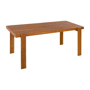 English Elm Outdoor Solid Acacia Wood Rectangular Patio Dining Table Seats Six with Curved Legs N776P387626T